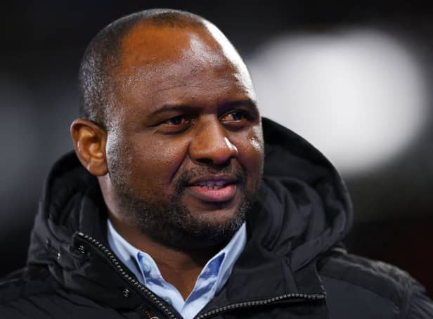 <p> Patrick Vieira, Manager of Crystal Palace, looks on prior to the Premier League match between Crystal Palace and Manchester United at Selhurst Park </p>