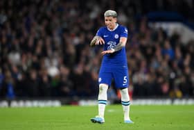  Enzo Fernandez of Chelsea reacts during the Premier League match between Chelsea FC and Fulham (Photo by Justin Setterfield/Getty Images)