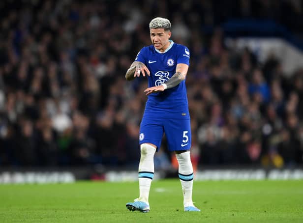 <p> Enzo Fernandez of Chelsea reacts during the Premier League match between Chelsea FC and Fulham (Photo by Justin Setterfield/Getty Images)</p>