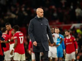 Manchester United Head Coach / Manager Erik ten Hag looks on at the end of the Premier League match between Manchester United and Crystal Palace