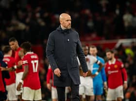 Manchester United Head Coach / Manager Erik ten Hag looks on at the end of the Premier League match between Manchester United and Crystal Palace
