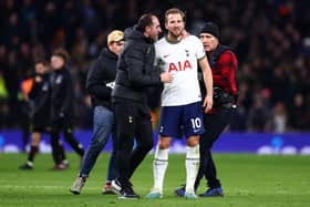 Cristian Stellini celebrates with Harry Kane of Tottenham Hotspur after the team’s victory during the Premier League match (Photo by Clive Rose/Getty Images)