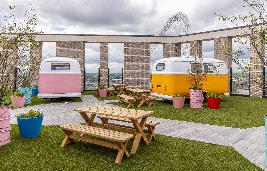 Work from home camper vans are available for residents