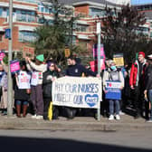 Nurse on strike outside St George’s Hospital.