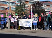 Nurse on strike outside St George’s Hospital.