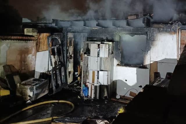 An outbuilding in Hounslow was destroyed by fire.