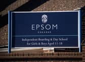 A sign is pictured at Epsom College after the school’s head, Emma Pattison, was found dead alongside her family on February 5