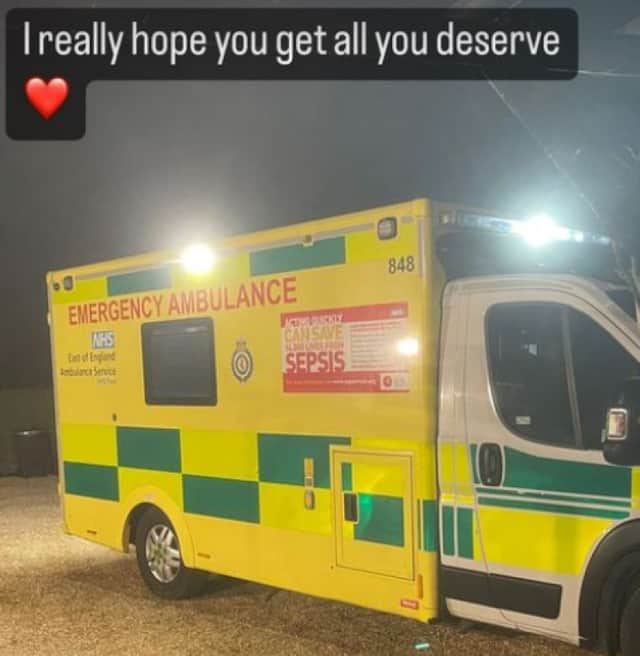 Gemma showed her appreciation for the Ambulance staff who are currently striking over pay and working conditions. (Picture: Instagram/@gemmacollins)