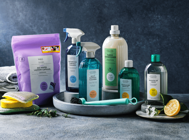 The new ‘No Marks, Just Sparks’ cleaning range is available to buy in M&S stores now.