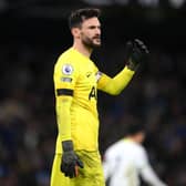 Hugo Lloris of Tottenham Hotspur reacts after Riyad Mahrez of Manchester City (not pictured) scores their sides third goal during the Premier League match