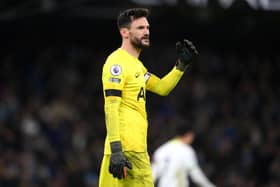 Hugo Lloris of Tottenham Hotspur reacts after Riyad Mahrez of Manchester City (not pictured) scores their sides third goal during the Premier League match
