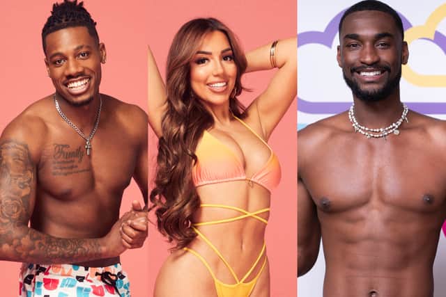 Shaq Mohammad, Tanyel Revan and Jordan Odofin (ITV/Love Island)