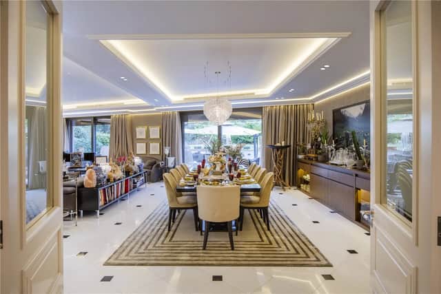 The dining room of a 7 bed property for sale on Bishops Avenue, Hampstead