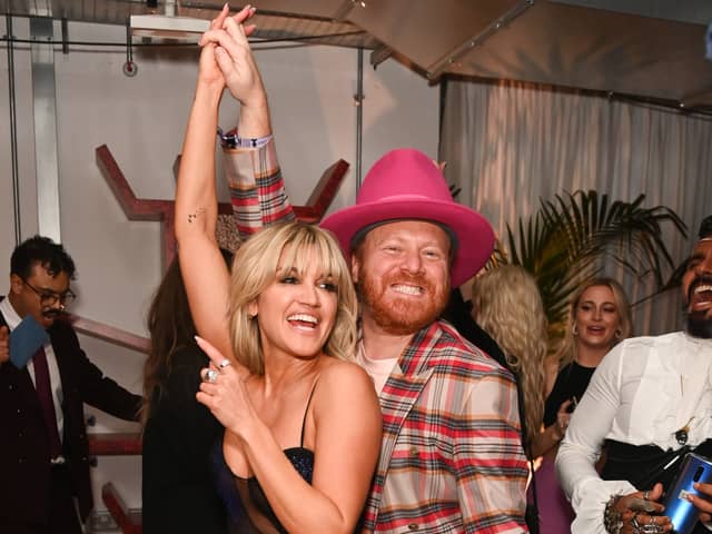 Ashley Roberts and Leigh Francis, aka Keith Lemon, at the Universal Music BRIT Awards after party. (Picture: David Bennett)