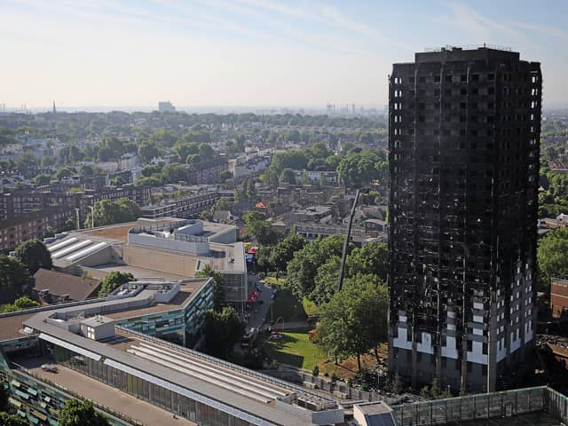 Grenfall tower continues to smoulder on June 15, 2017 in London, England