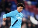  Chris Richards of Crystal Palace warms up prior to the Premier League match between Crystal Palace and Manchester United (Photo by Justin Setterfield/Getty Images)