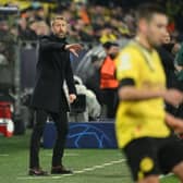 Chelsea’s English head coach Graham Potter reacts from the sidelines during the UEFA Champions League, first-leg (Photo by INA FASSBENDER/AFP via Getty Images)