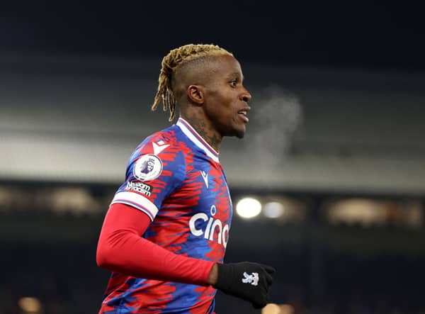 Wilfried Zaha of Palace in action during the Premier League match between Crystal Palace (Photo by Richard Heathcote/Getty Images)