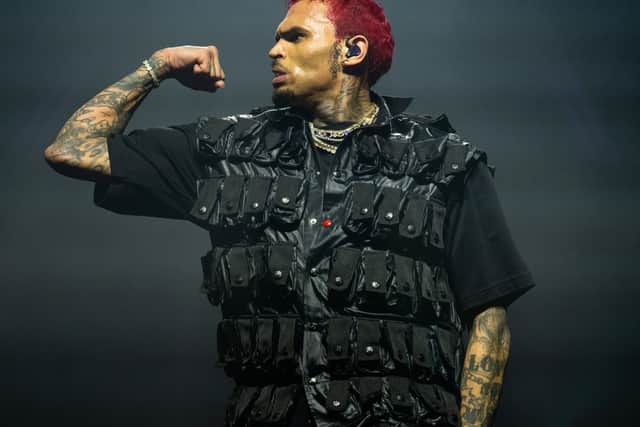 Chris Brown on stage at O2 Arena (Samir Hussein)