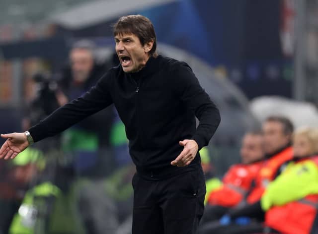  Antonio Conte, manager of Tottenham Hotspur during the UEFA Champions League round of 16 leg one match between AC Milan and Tottenham