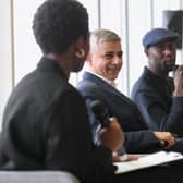 Sadiq Khan (middle left) and Carlton Cole (middle right) attend the London Hope Hack event. Credit: GLA