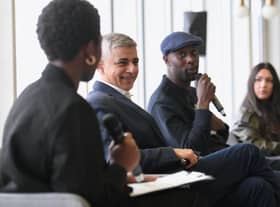 Sadiq Khan (middle left) and Carlton Cole (middle right) attend the London Hope Hack event. Credit: GLA