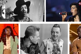 Clockwise from top left: Jimi Hendrix, Amy Winehouse, Stormzy, Joe Strummer and Paul Simonon of the Clash, and Little Simz. (Pictures: Getty)