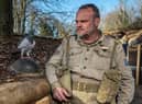 Comedian and historian Al Murray with a pigeon (Photo: SEGA) 