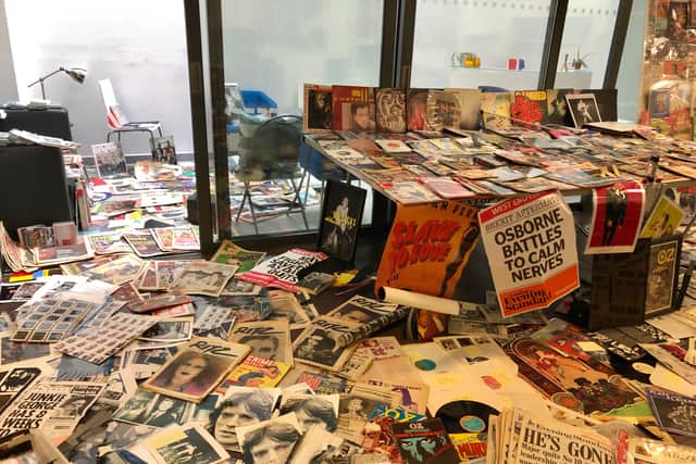 Part of Alan Edwards’ collection of pop memorabilia