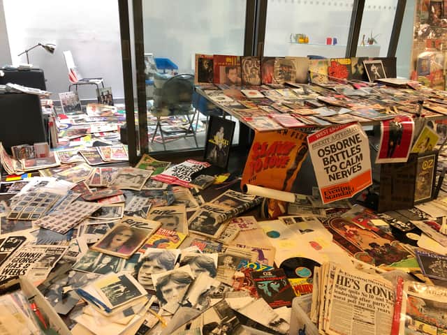 Part of Alan Edwards’ collection of pop memorabilia