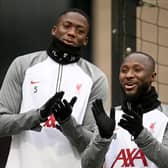 Naby Keita and Ibrahima Konate of Liverpool during a training session (THE SUN OUT, THE SUN ON SUNDAY OUT)