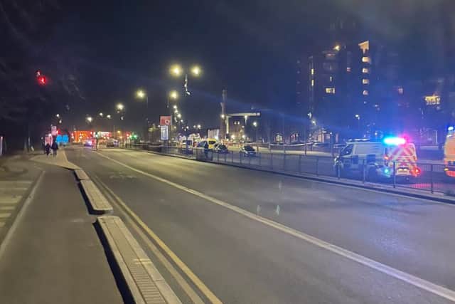 An investigation is under way after the motorcycle collided with three people in Greenwich. Credit: Twitter @Father2AQueen