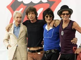 Charlie Watts, Mick Jagger, Ron Wood, and Keith Richards of The Rolling Stones. (Photo by Scott Gries/Getty Images)