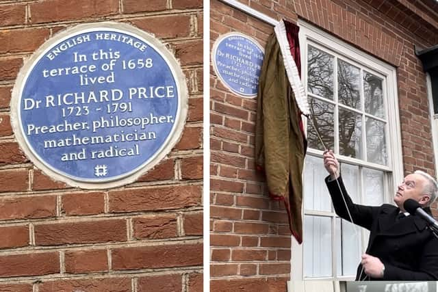 Huw Edwards unveiled a blue plaque in Newington Green to philosopher and preacher Dr Richard Price.