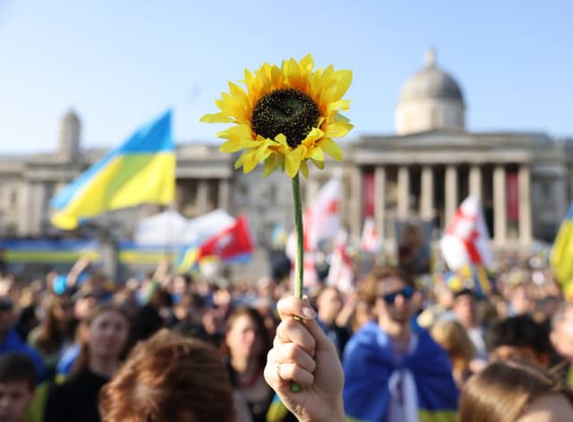 London stands with Ukraine, a year on from the Russian invasion. Credit: Getty Images