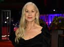 British actress Helen Mirren delivered a speech on stage during a vigil in Trafalgar Square, central London