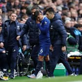 Thiago Silva of Chelsea goes off injured  during the Premier League match between Tottenham Hotspur and Chelsea (Photo by Catherine Ivill/Getty Images)
