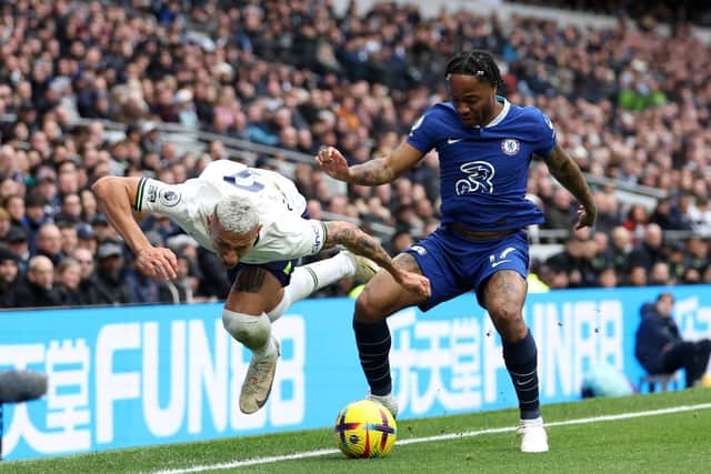 Richarlison, giving his all against Raheem Sterling. (Picture: Catherine Ivill/Getty Images)