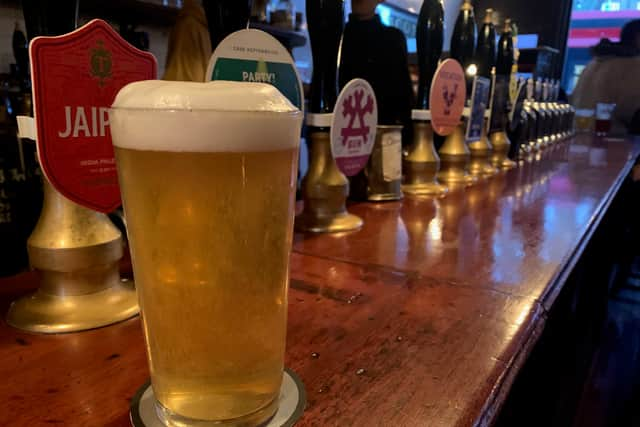 Beer on the bar of the Southampton Arms, Highgate Road.