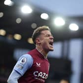 Philippe Coutinho of Aston Villa celebrates scoring their sides goal which is later ruled offside during the Premier League  (Photo by Richard Heathcote/Getty Images)