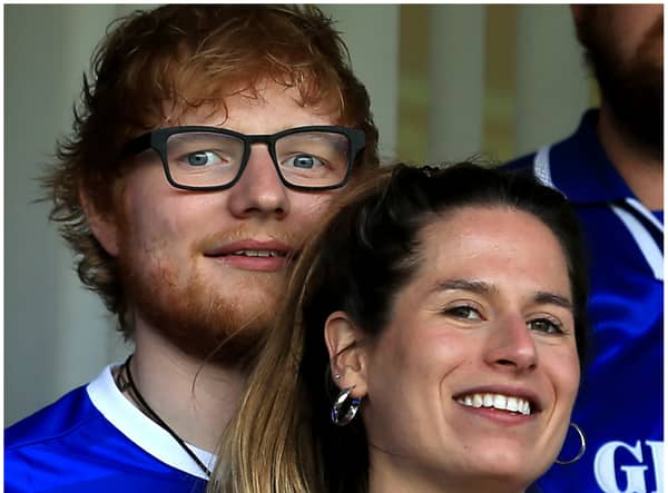 Singer Ed Sheeran with his wife Cherry Seaborn.