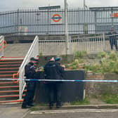 The scene of a police incident at Hackney Central station.