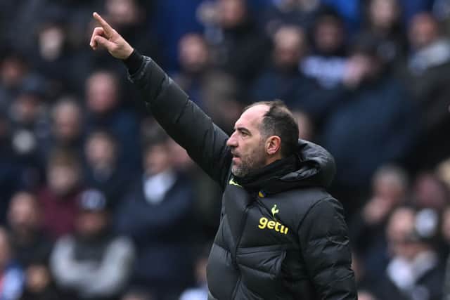 Tottenham Hotspur’s Italian assistant head coach Cristian Stellini gestures on the touchline during the English Premier League (Photo by JUSTIN TALLIS/AFP via Getty Images)