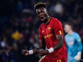 Tammy Abraham reacts at the end of the UEFA Europa League play off second leg football match  (Photo by FILIPPO MONTEFORTE/AFP via Getty Images)