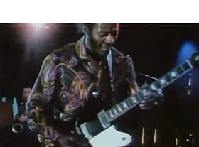 The guitar which is up for auction being used by Chuck Berry (Photo: Gardiner Houlgate)
