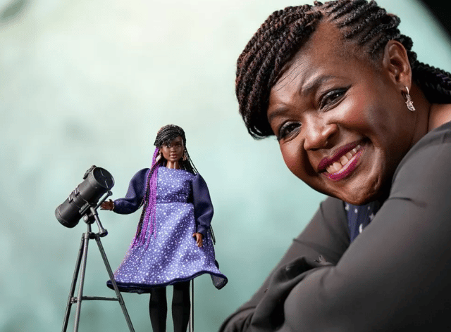 Dr Maggie Aderin-Pocock with her Barbie doll (Photo: Mattel/ Michael Bowles)