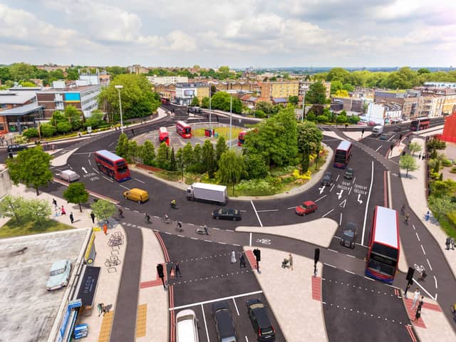 CGI of what the Cycleway could look like at Lea Bridge Roundabout. Credit: TfL