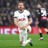 Harry Kane of Tottenham Hotspur reacts during the UEFA Champions League round (Photo by Clive Rose/Getty Images)