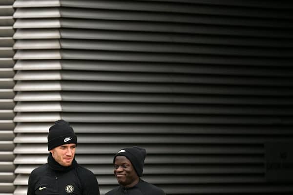 Chelsea's English defender Ben Chilwell (L) and Chelsea's French midfielder N'Golo Kante  (Photo by GLYN KIRK/AFP via Getty Images)