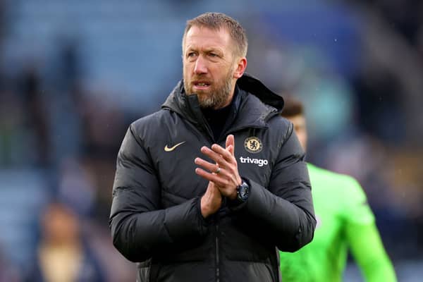 Graham Potter, Manager of Chelsea, applauds the fans after the team's victory  (Photo by Marc Atkins/Getty Images)